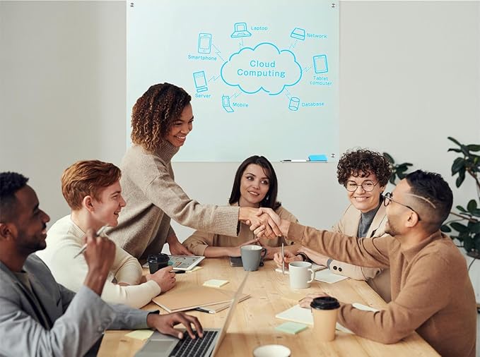 Magnetic Glass Dry Erase Whiteboard, 36 x 24 Inches Frameless Glass White Board Wall Mounted for Office Classroom and Home