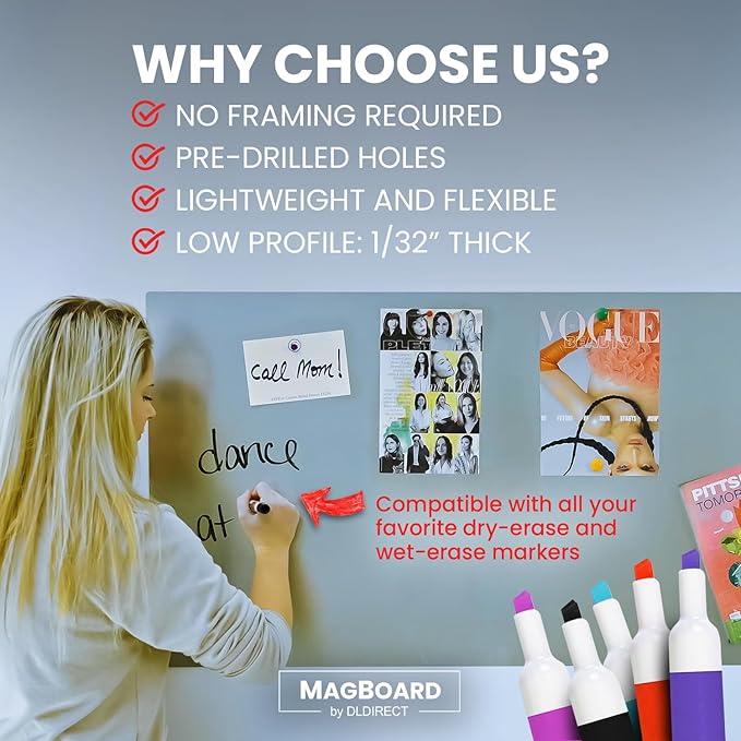 Diamond Life Magnetic Board - Memo & Vision Board for Home, Office, and Classroom - Magnet Board for Kids - Pre-drilled Mounting Screws Included (Black 36"x48")