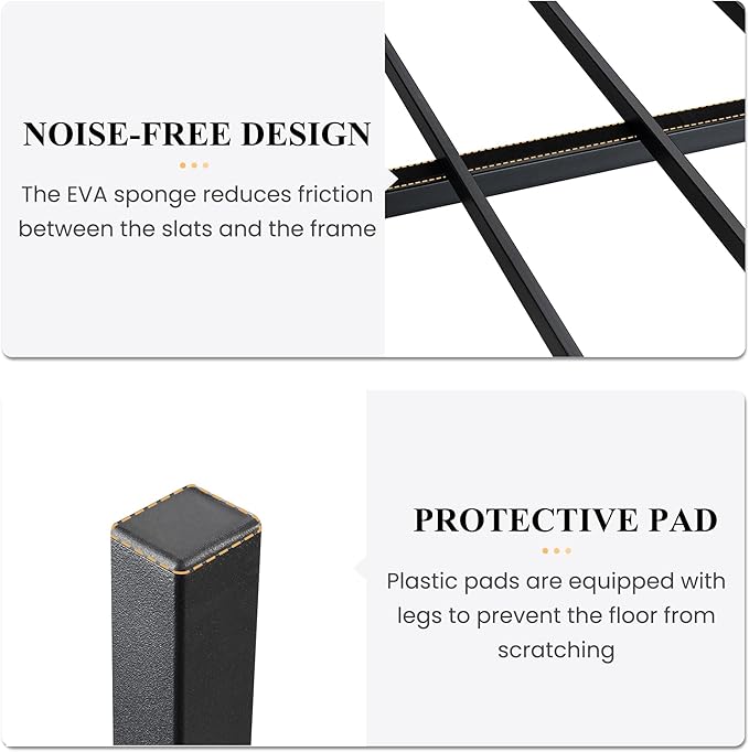 SHA CERLIN 14 Inch King Size Metal Platform Bed Frame with Wooden Headboard and Footboard, Mattress Foundation, No Box Spring Needed, Large Under Bed Storage, Walnut