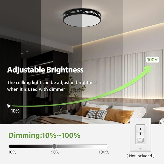 Modern Dimmable Ceiling Light Fixture,5CCT in One LED Flush Mount Kitchen Lights,Round Close to Ceiling Lamp for Bedroom Living Room Hallway Entryway Laundry Room Bathroom(Black,15.75 in,ETL Listed)