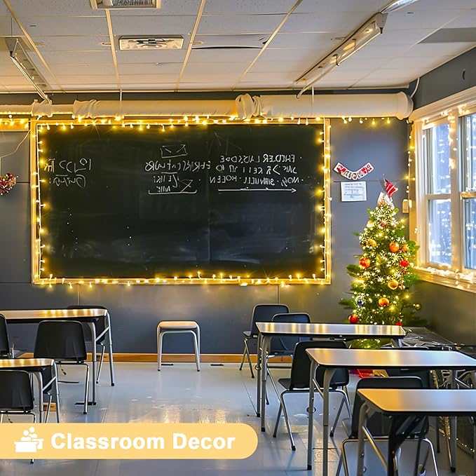 JMEXSUSS 163ft 500 LED Warm White Christmas Lights Outdoor, Plug-in Outdoor String Lights for Classroom, Clear Wire 8 Modes Remote Control Christmas Tree Lights for Christmas Bedroom Tree Classroom