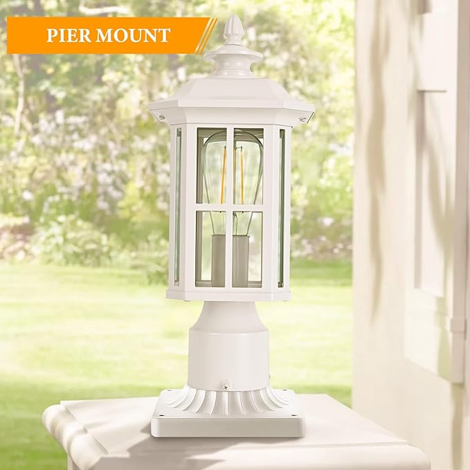 Outdoor Post Lights Outdoor Lamp Post Light Fixture, Waterproof Aluminum with Glass Outdoor Post Light Fixtures for Patio Porch Yard Doorway