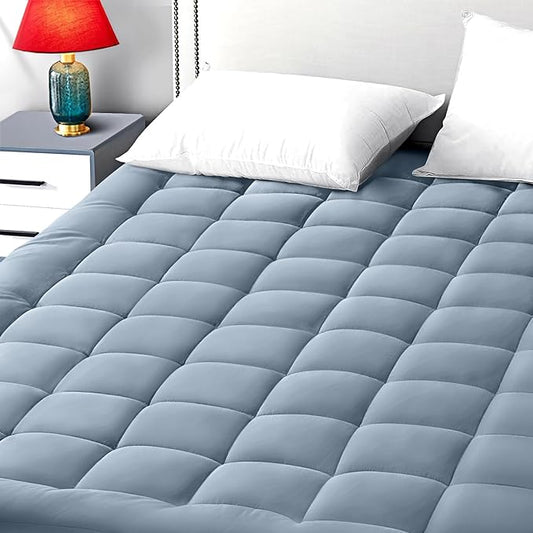 EASELAND Twin XL Mattress Pad Pillow Top Mattress Cover Quilted Fitted Mattress Protector Extra Long 8-21" Deep Pocket Cooling Mattress Topper (39x80 Inches, Dusty Blue)