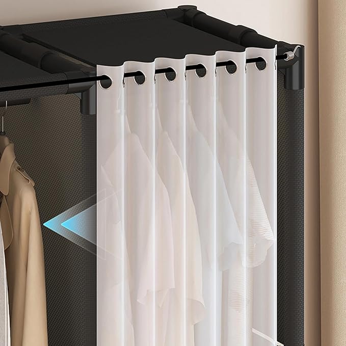 Portable Closet,Portable Closets for Hanging Clothes,Japanese Style Garment Rack Clothing Rack with 4 Drawers,3 Hanging Rods and 6 Storage Shelves,56.2" L x 17.7" W x 65.1" H,White