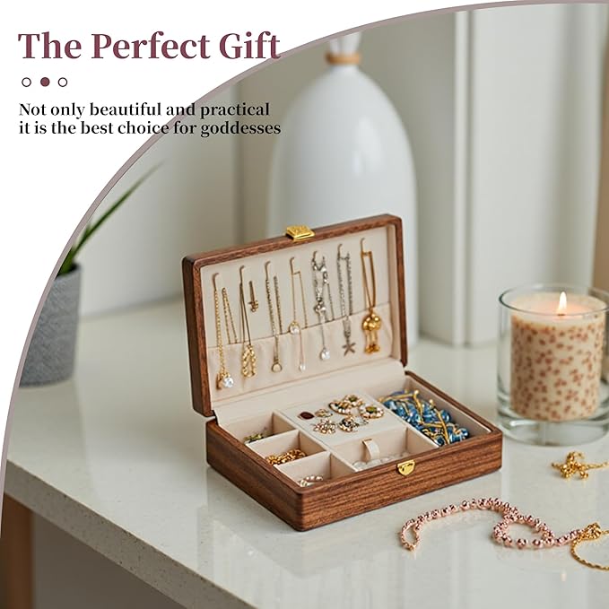 Wooden Jewelry Box For Women Jewelry Organizer Box With Lock Jewelry Holder Organizer For Necklace Ring Earring