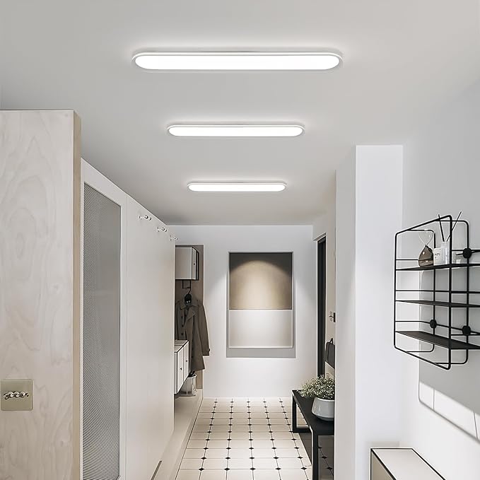 47.1 Inch Metal LED Ceiling Light,Slim, Edge Lit - 65W Full Spectrum Linear Ceiling Lamps,6500K Cool White Modern Ultra Thin Low Profile Light Fixture for Kitchen, Home & Office Hallway