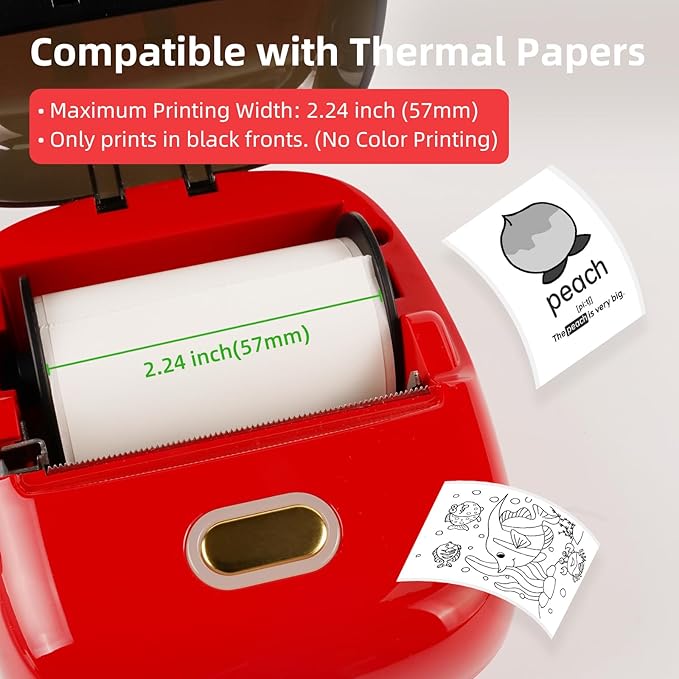ORGSTA S002 Sticker Printer - Mini Printer Portable Thermal Sticker Maker, Bluetooth Print Pod Inkless Label Maker for Photos, Journal, Receipts, DIY Creation