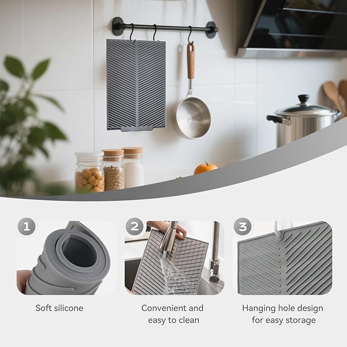 Silicone Griddle Tools Mat for Ninja FlexFlame, Heat Resistant Grill Mat & Spatula Rest, BBQ Side Shelf Drip Pad & Utensil Holder, Griddle Accessories for Kitchen Countertop & Outdoor Grill