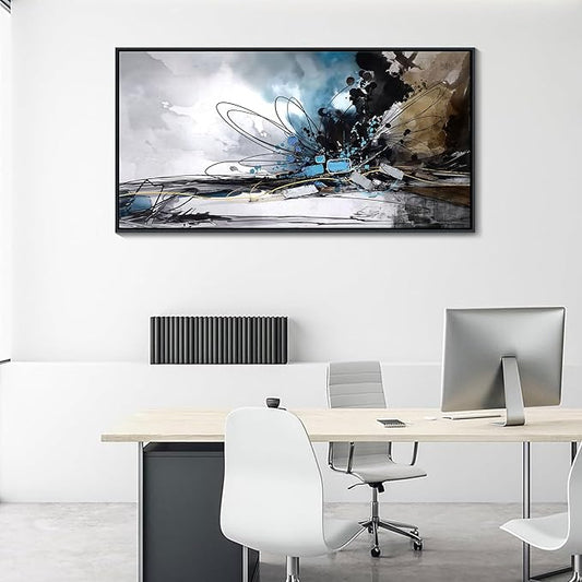 HKDGOKA Large Canvas Wall Art, Black and White Abstract Graffiti Paintings Modern Poster&Print Picture Artwork for Living Room Bedroom Office Study Home Decor 24X48 IN