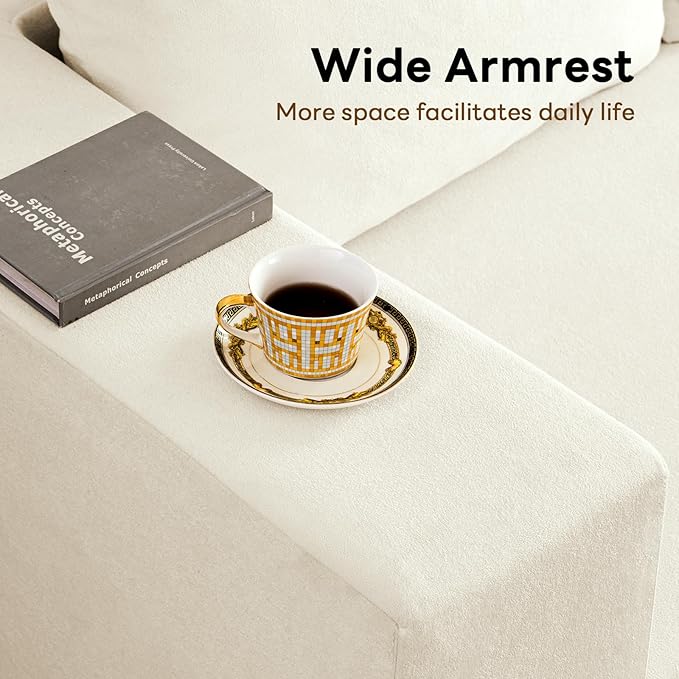 Vamcheer Modular Sectional Sofa - Modern L Shaped Boneless Couch with Deep Seat, Upholstered Sectional Couches for Living Room, Bedroom, Office, No Assembly Required, Cream