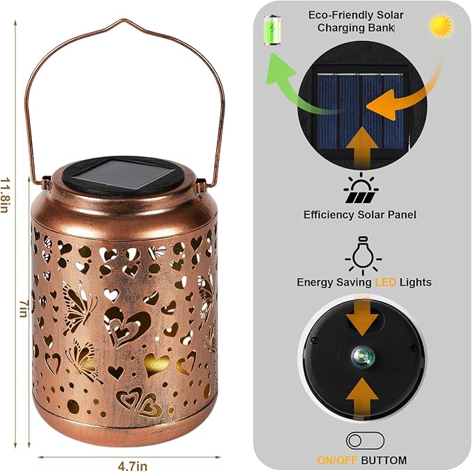 Solar Lanterns Outdoor, Love Mom Lantern Garden Decor Waterproof Decor Light Hanging Solar Lights Yard Decor, Gifts for Women, Gifts for Mom, Gifts for Grandma