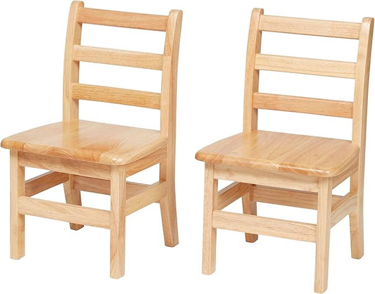 Wooden Ladderback Chairs, 12", Kids Furniture, Natural, 2-Pack