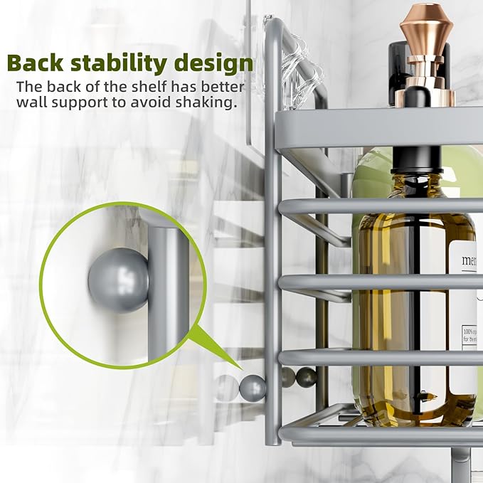 Shower Caddy 3 Pack, Adhesive Shower Shelf Organizer Rack, Rustproof Stainless Steel Bathroom Organizers and Storage, Large Capacity Wall Mounted No Drilling Bathroom Accessories