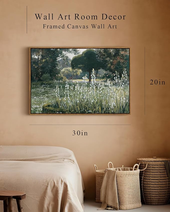 InSimSea Framed Canvas Wall Art, Modern Farmhouse Decor for Room Aesthetic, Landscape Wall Art for Living Room, Cottagecore Bedroom Kitchen Bathroom Decor, 20"x30"