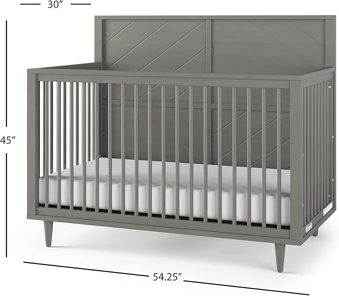 Child Craft Surrey Hill 4-in-1 Convertible Crib, Baby Crib Converts to Day Bed, Toddler Bed and Full Size Bed, 3 Adjustable Mattress Positions, Non-Toxic, Baby Safe Finish (Lunar Gray)