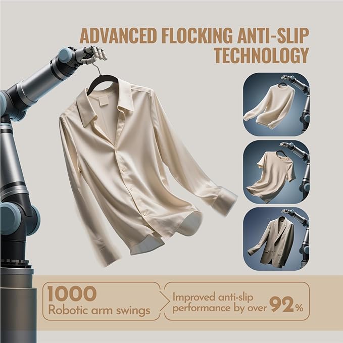 30 Pack Velvet Shirt Hangers, Non-Slip Slim Flocked Clothes Hanger with 360° Swivel Hook, Space-Saving Felt Hangers for Coats, Sweaters, Blouses, Tank Tops(Black)