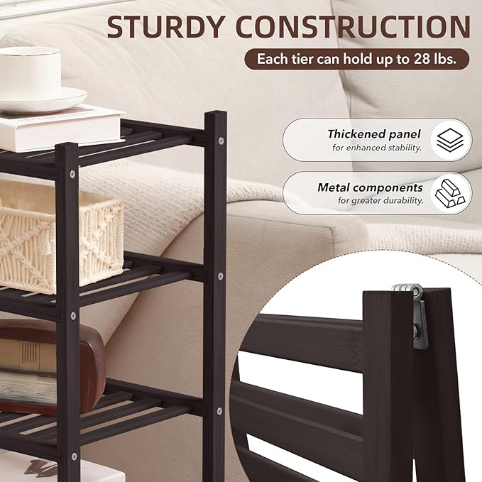 4 Tier Bamboo Shoe Rack Storage Organizer for Closet, Multifunctional Stackable Free Standing Shoe Shelf Organizer for Small Space,Entryway, Hallway, Bathroom27 x11 x26 (Brown, 4 Tier)
