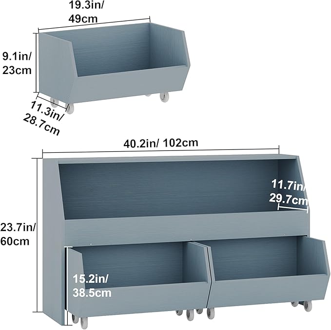 Toy Storage and Organizer for Kid, Boys and Girls Muti-Functional Bookcase and Storage Bin with Moveable Drawers, Children Toddler Storage Carbinet for Playroom, Bedroom, Nursery Sky Blue