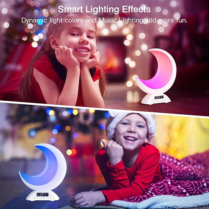 Touch Moon Table Lamp with Time Alarm Clock, RGB Adjustable Light with Bluetooth, with Scene Mode and Music Mode, Warm White LED Moon Light, Suitable for Home Decoration, Bedroom Living Room Desk.