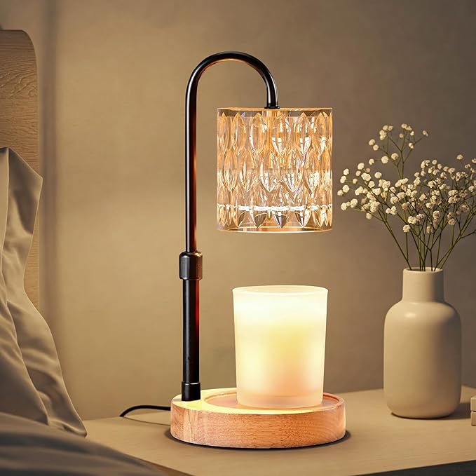 River's Edge Essentials Candle Warmer Lamp with Timer, Adjustable Height Dimmable, Wax Melt Warmer for Jar Candles, Birthday & Housewarming Gift, Fall Decor Includes 2 Bulbs, Black