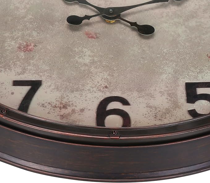 20 Inch Retro Farmhouse Wall Clock, Vintage Silent Non-Ticking, Battery Operated Decorative Clock for Living Room, Kitchen, Bedroom, Office and Home Decor, Dark Brown Arabic Number