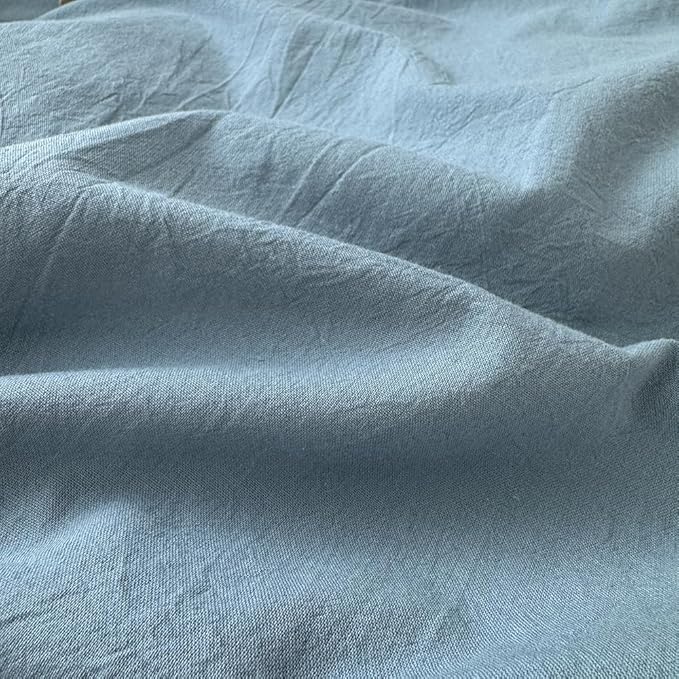 FACE TWO FACE Bedding Duvet Cover Set100% Washed Cotton Duvet Cover Linen Like Textured Breathable Durable Soft Comfy (California King, Deep Gray Blue)