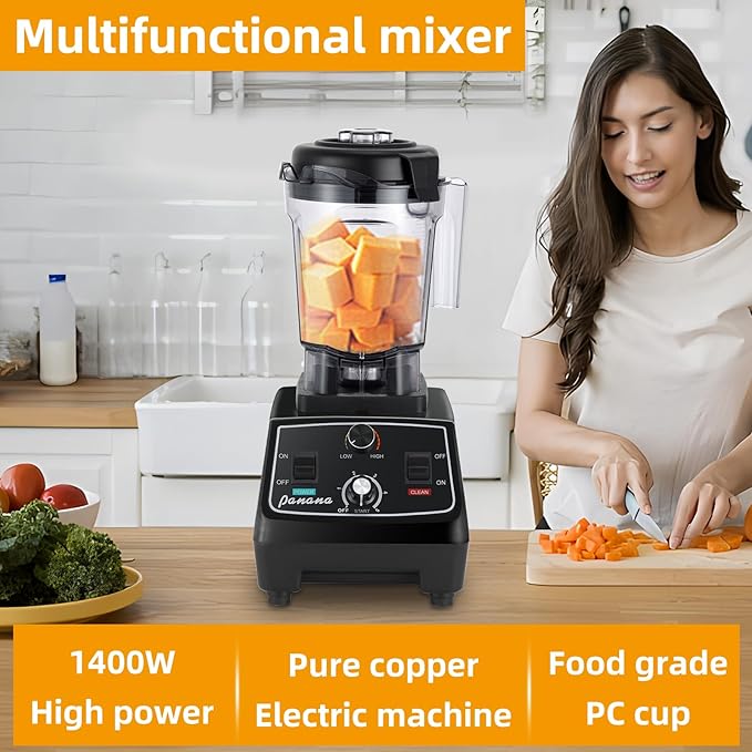 Panana Professional Countertop Blender, 1400W for Shakes and Smoothies, Home & Commercial With Timer and Speed Control, 68oz BPA-Free, Dishwasher Safe