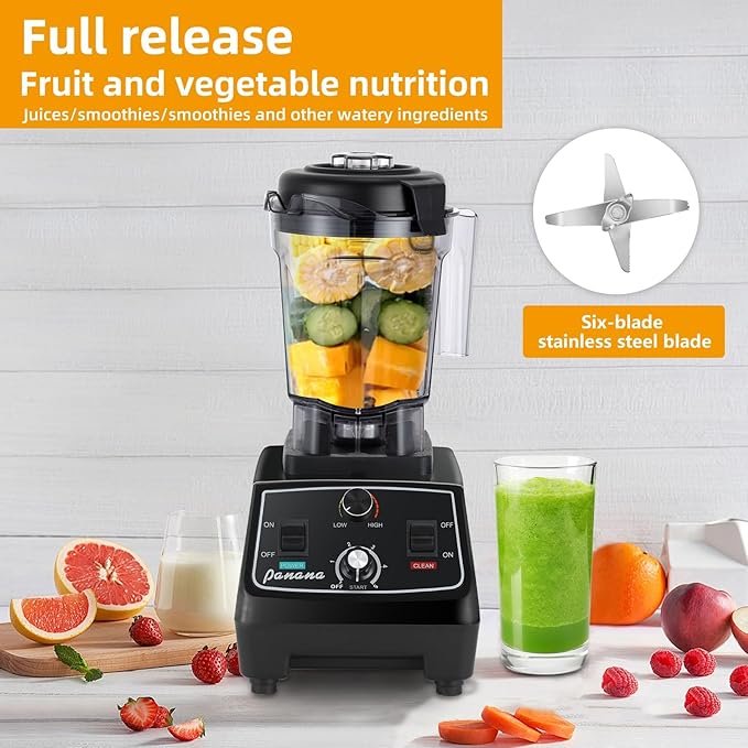 Panana Professional Countertop Blender, 1400W for Shakes and Smoothies, Home & Commercial With Timer and Speed Control, 68oz BPA-Free, Dishwasher Safe