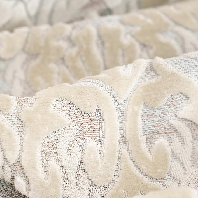 Alerfa Boho White Floral Throw Pillow Cover 20x20 Inch Cut Velvet Sqaure Luxury Embroidered Decorative Pillow Cover for Couch Living Room Bedroom