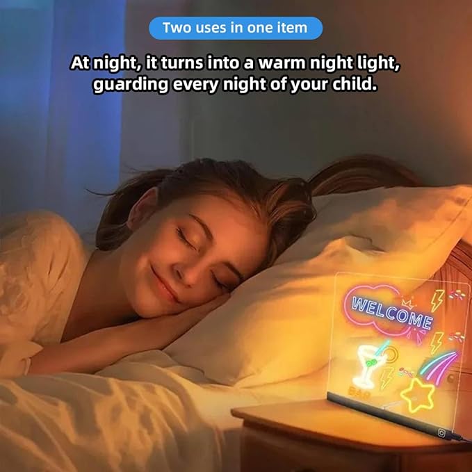 LED Note Board with 7 Colors, Light Up Dry Erase Board with Stand, 11.8"x15.7" Led Drawing Board for Kids, Writing Board with Soft Cloth, USB Cable, Holiday Trend Gift