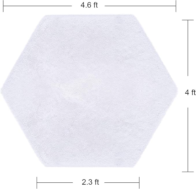 junovo Ultra Soft Rug for Nursery Children Room Baby Room Home Decor Dormitory Hexagon Carpet for Playhouse Princess Tent Kids Play Castle, Diameter 4.6 ft, White