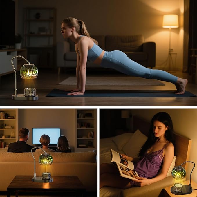 Candle Warmer Lamp with Timer & 4-Level Dimmer, Electric Wax Warmer for Jar Candles, Greener Home Decor with 2 Bulbs, Gift for Women, Men, Housewarming