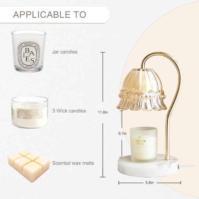 Candle Warmer Lamp with Timer & Dimmer, Electric Candle Lamp Warmer with 2 Bulbs for Scented Candle, Home Decor Gift for Her, Mother’s Day Gift (Milk Tea)