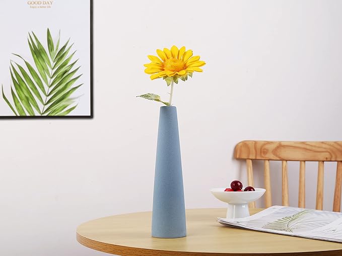 Ceramic Vase, Modern Home Decor Ceramic Vase, Frosted Porcelain Vase, Grey Minimalist Vase,Living Room Decoration，Ideal Shelf, Best Decoration. (Blue)