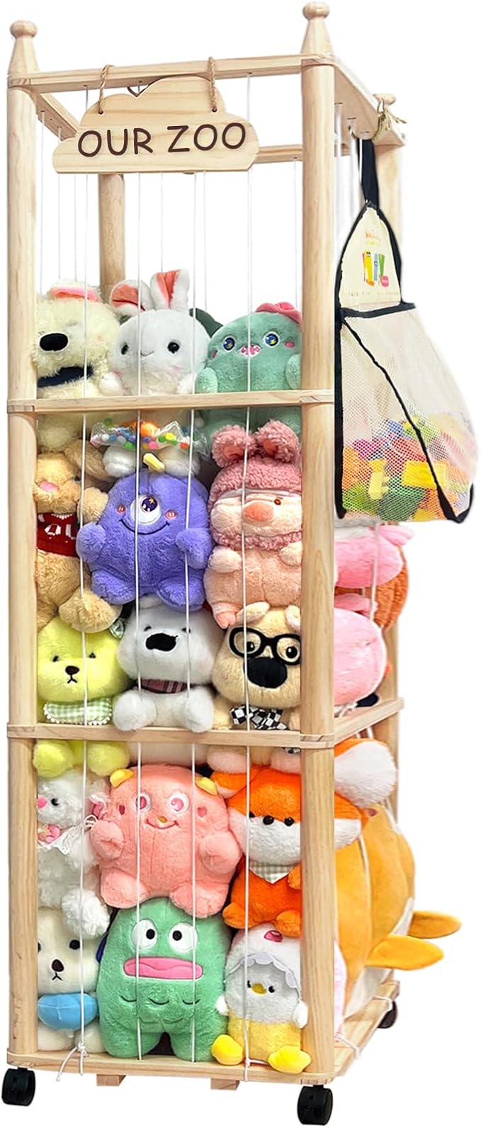 Stuffed Animal Storage Zoo Stuffed Animal Organizer, Wood Stuffed Animal Holder, Large Stuffed Animal Storage, Stuffed Animal Cage for Play Room Nursery Bedroom