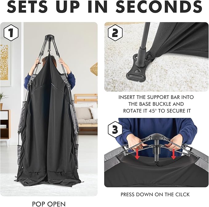 Pack N Play Blackout Cover, ONE-Click Folding Baby Sleep Pod Crib Tent,Breathable Baby Travel Crib Canopy Tent,Block Out 95%+ Light,Baby Travel Essential