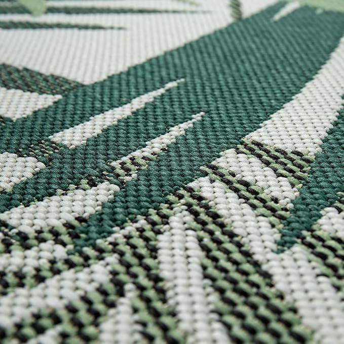 Paco Home Indoor & Outdoor Rug Flat-Weave Jungle Floral Palm Trees Design Green, Size: 7'10" x 11'2"