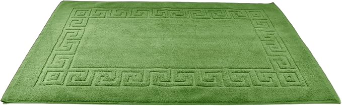 DAN RIVER Greek Bath Mat - Green, 100% Ring Spun Cotton, Pack of 2, 20x32 inches, 800 GSM, Non-Slip, Absorbent, Quick Drying, Machine Washable Bathroom Floor Mats for Shower, Kitchen & Bath