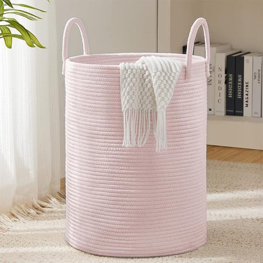 Laundry Hamper Basket, Woven 58L Tall Laundry Basket for Blanket Organizer- Nursery Hamper for Bedroom And Bathroom Storage