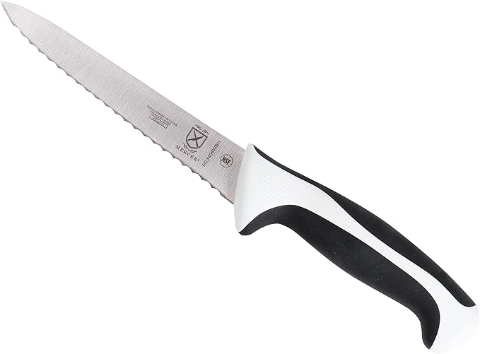 Mercer Culinary M23406WBH Millennia White Handle, 6-Inch Wavy Edge, Utility Knife
