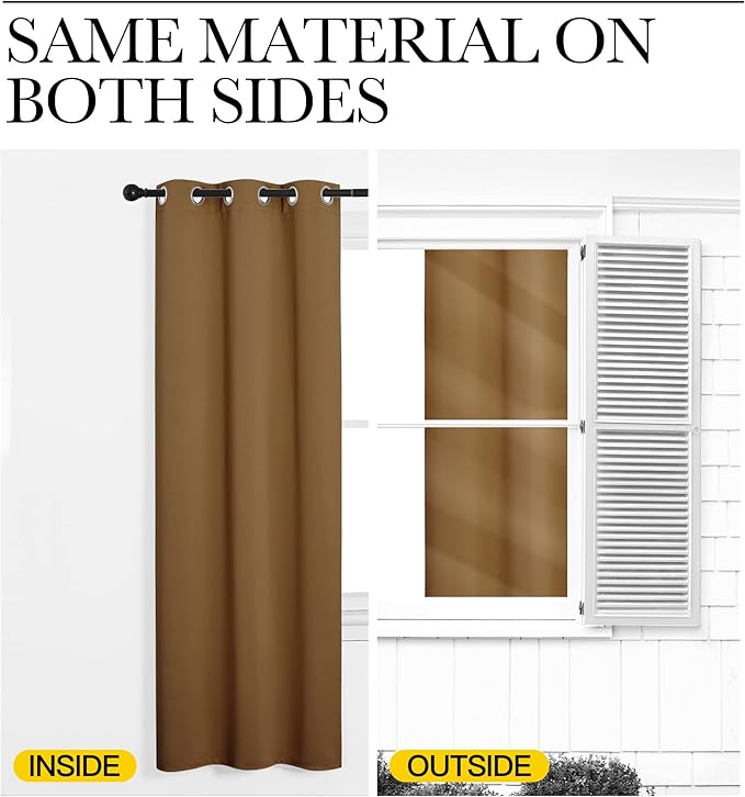 NICETOWN Sleek Blackout Curtains 78 inches Length for Small Windows, 2 Panels, Gold Brown, W42 x L78 -Inch, Noise Reducing and Block Draft Panels for Door Doorway Laundry Office Luxury Decor Theme