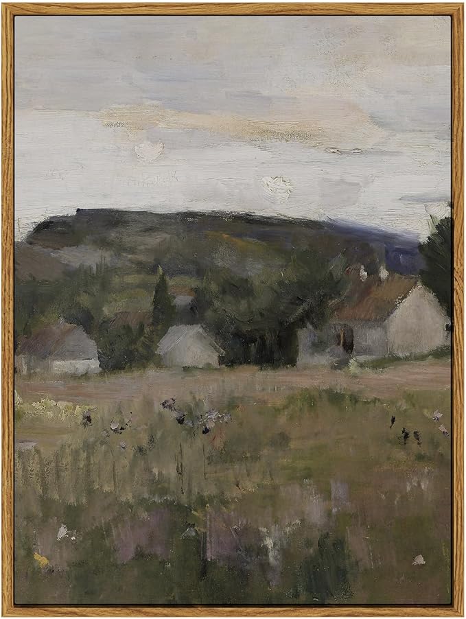 InSimSea Framed Wall Art for Living Room Vintage Landscape Wall Art Prints Canvas Art Wall Decor Abstract Serene Countryside Scene Wall Prints Mid Century Modern Decor for Bedroom Office 12x16in