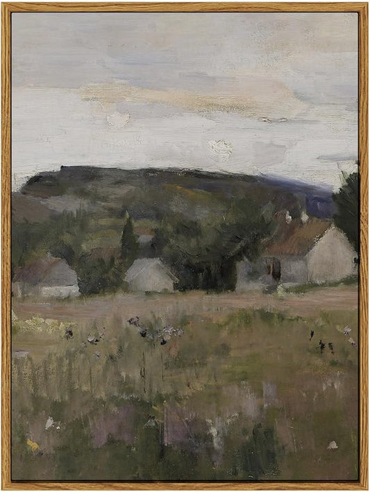 InSimSea Framed Wall Art for Living Room Vintage Landscape Wall Art Prints Canvas Art Wall Decor Abstract Serene Countryside Scene Wall Prints Mid Century Modern Decor for Bedroom Office 12x16in