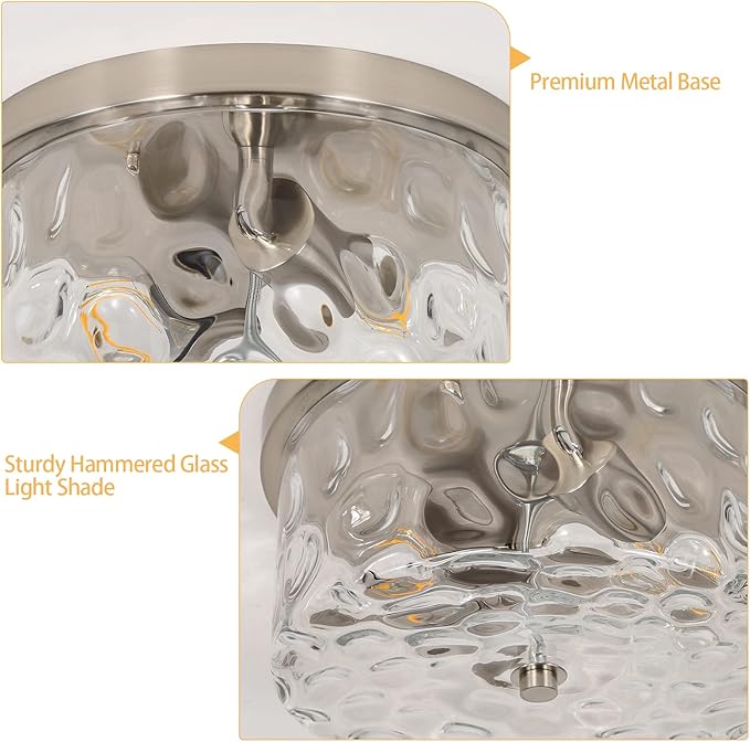 2-Light Flush Mount Ceiling Light Farmhouse Kitchen Island Ceiling Light with Bubble Glass Close to Ceiling Light Fixture for Living Room Bedroom Foyer Hallway