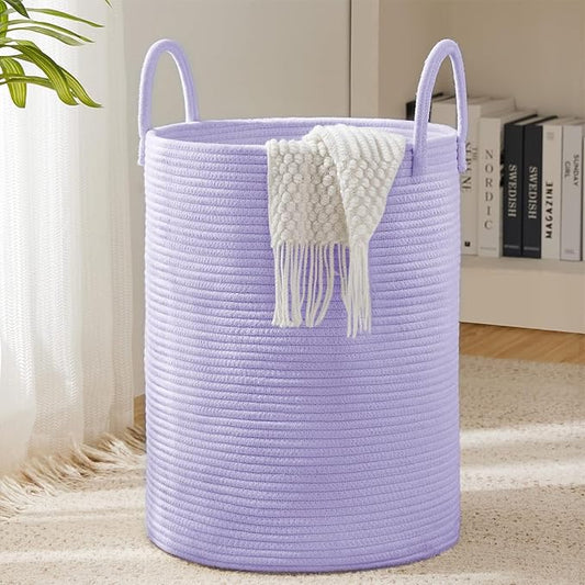 Laundry Hamper Basket, Woven 58L Tall Laundry Basket for Blanket Organizer- Clothes Hamper Baby Nursery Hamper for Blanket Storage in Bedroom