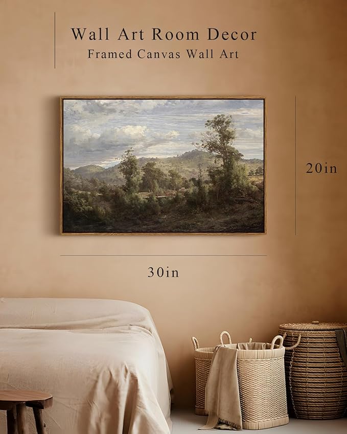 InSimSea Framed Canvas Wall Art Vintage Decor, Nature Landscape Paintings Artwork, Large Prints, Vintage Farmhouse Decor, Retro Wall Decoration for Bedroom Living Room Bathroom, 20"x30"