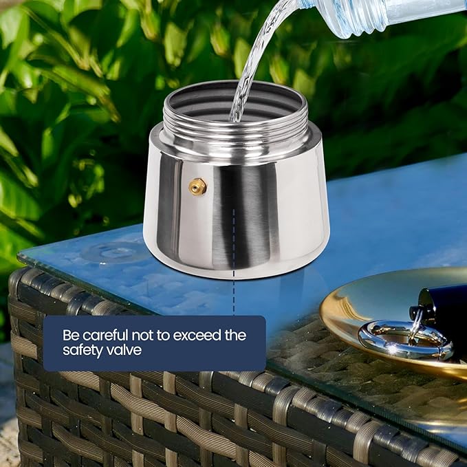 9 Cup Moka Pot Stainless Steel 450ml Italian Espresso Coffee Maker Stovetop Coffee Makers Mocha Pot Percolator Greca Coffee Maker for Induction Stove Portable for Easy Brewing Straight