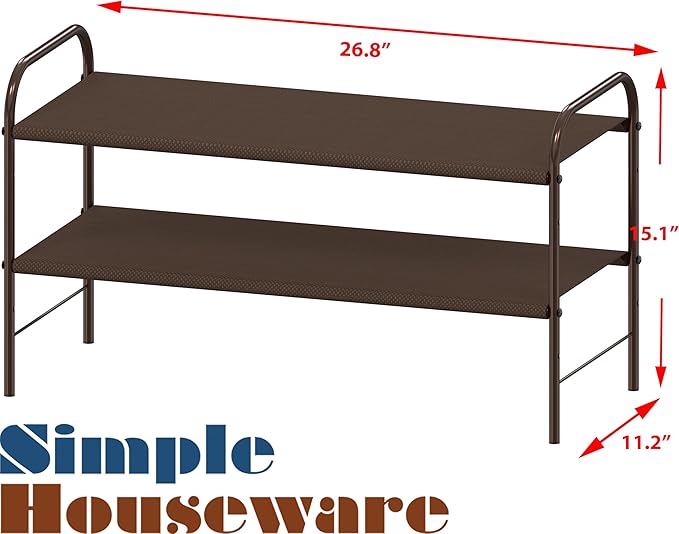 Simple Houseware 2-Tier Shoe Rack Storage Organizer, Bronze