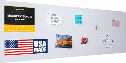 Diamond Life Magnetic Board - Memo & Vision Board for Home, Office, and Classroom - Magnet Board for Kids - Pre-drilled Mounting Screws Included (White 24"x72")