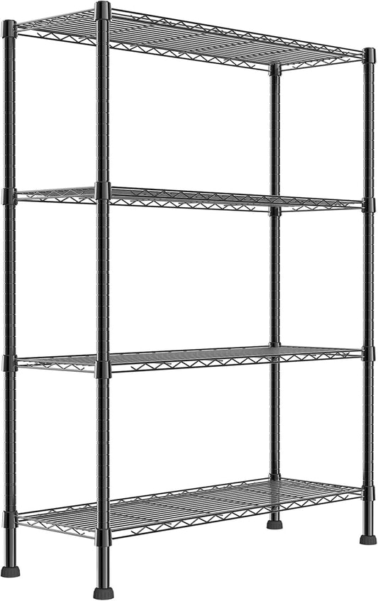 REGILLER 4-Wire Shelving Metal Storage Rack Adjustable Shelves,Standing Storage Shelf Units for Laundry Bathroom Kitchen Pantry Closet(Black,14.1" D x 36.1" W x 54" H)